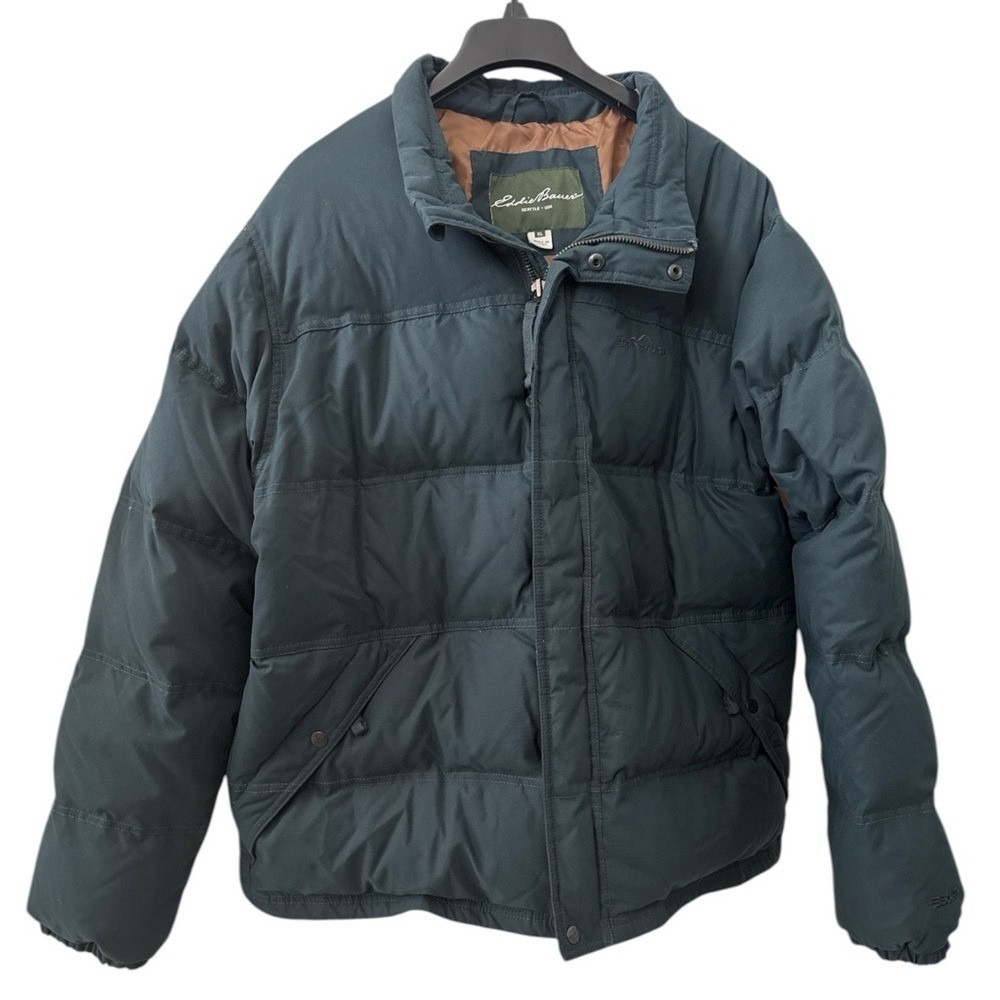 Eddie Bauer Goose Down Winter Jacket Quilted‎ Full Zip Puffer Coat Outdoor Sz XL